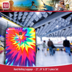 ful Tie-Dye Rolling Luggage Set, Hardside Travel Suitcases with Spinner Wheels, 28, 24, and 22 Inches, Rainbow