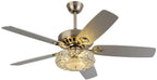 WUZSTAR 52" Modern Crystal Ceiling Fan Light ,3 Speed Chandelier Fan with Remote 5 Reversible Blades for Home Living Room