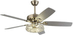 WUZSTAR 52" Modern Crystal Ceiling Fan Light ,3 Speed Chandelier Fan with Remote 5 Reversible Blades for Home Living Room