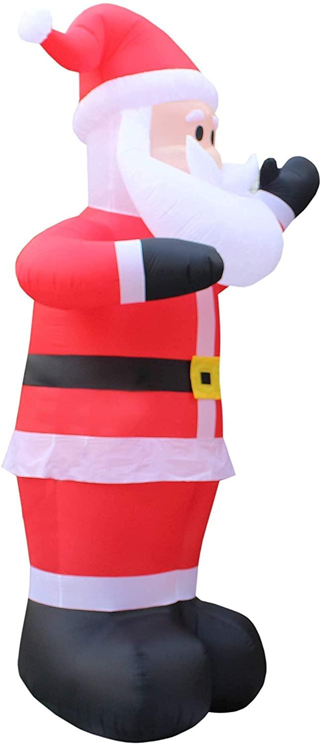 Two Christmas Party Decorations Bundle, Includes 14 Foot Tall HuChristmas Inflatable Santa Claus, and 12 Foot Long Lighted Inflatable Santa Claus on Sleigh with 3 Reindeer &amp; Christmas Tree Blowup