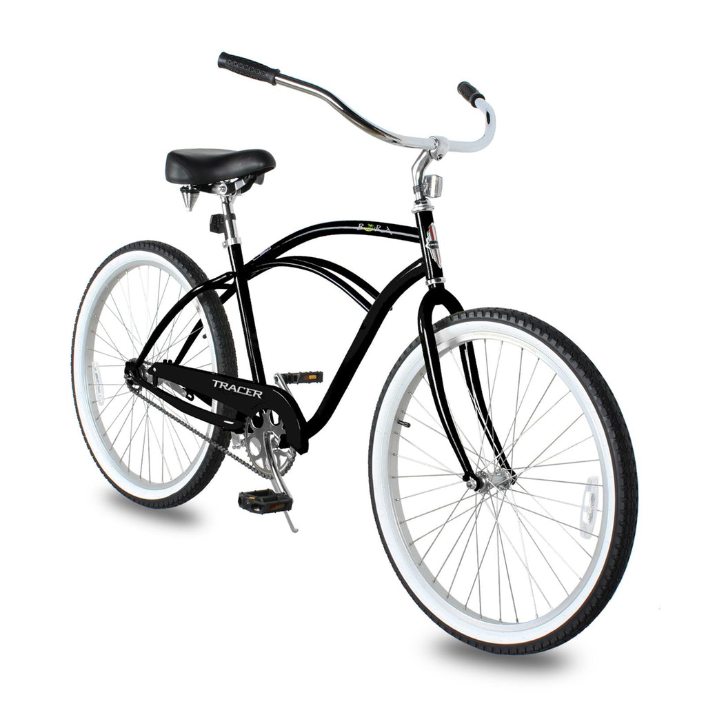 Tracer Lightweight Beach Cruiser Bike for Adult, 26 Inch Wheels, Featuring Steel Step Over or Step Through Hi Ten Steel Frame, 1 Speed, Coaster Brake, Hybrid Bike, Complete Cruiser Bikes, Black, Male