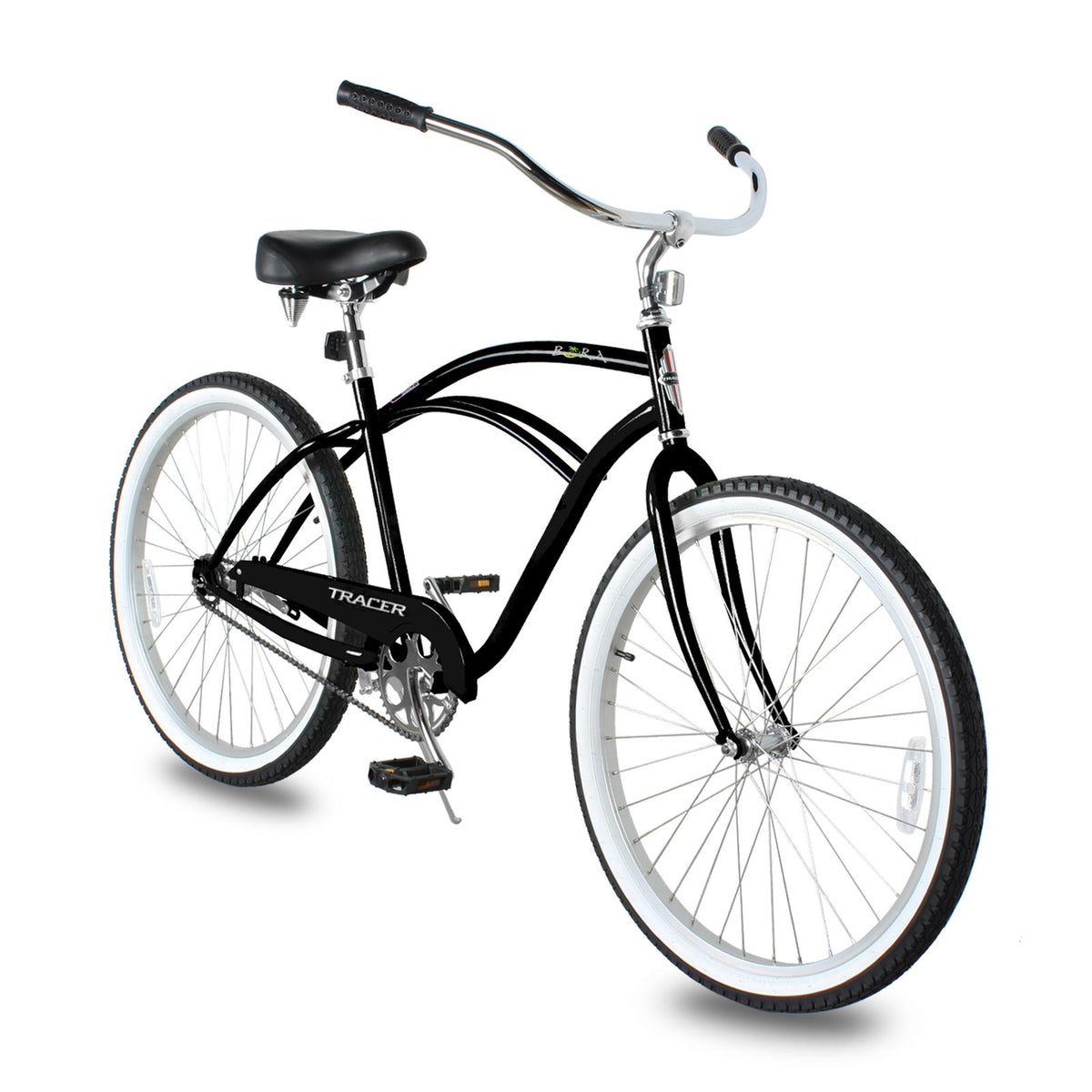 Tracer Lightweight Beach Cruiser Bike for Adult, 26 Inch Wheels, Featuring Steel Step Over or Step Through Hi Ten Steel Frame, 1 Speed, Coaster Brake, Hybrid Bike, Complete Cruiser Bikes, Black, Male