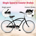 Tracer Lightweight Beach Cruiser Bike for Adult, 26 Inch Wheels, Featuring Steel Step Over or Step Through Hi Ten Steel Frame, 1 Speed, Coaster Brake, Hybrid Bike, Complete Cruiser Bikes, Black, Male