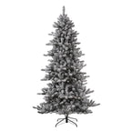 Glitzhome 7.5ft Pre-Lit Snow Flocked Fir Christmas Tree with Warm White Lights