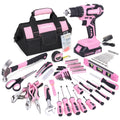 232-Piece Pink Tool Set with Drill, 20V Cordless Drill Driver and Home Tool Set, Pink Drill Set for Women, Lady's Repairing Kit with 12-Inch StoraBag, Pink