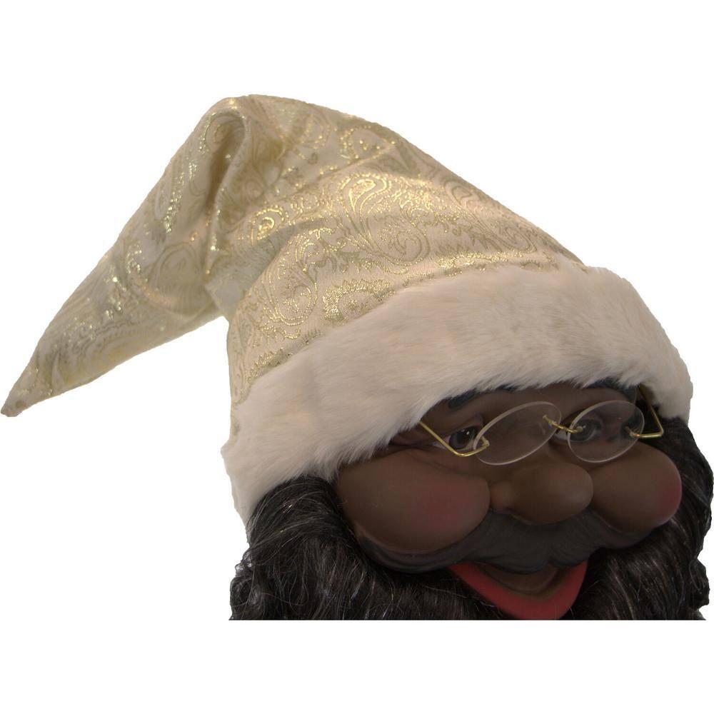 36 in. Christmas African American Santa Claus with Prelit Christmas Tree, Music, Lights and Motion