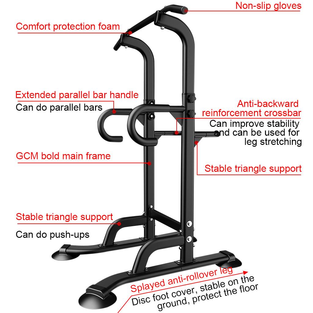 Pgyong Power Tower Dip Station Pull Up Bar for Home Gym Strength Training Workout Equipment, 440LBS, Black