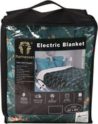 Ramesses Electric Blanket Throw  Single Control with 10 Heating Levels  Adjustable Timer Auto Off  Machine Washable Fast Heating Heated Blanket Throw (Green  62×84 Twin)