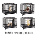 ppy 37" Heavy Duty Dog Crate for LarDog - Flodable Pet Dog Kennel Strong Steel with Wheels