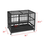 ppy 37" Heavy Duty Dog Crate for LarDog - Flodable Pet Dog Kennel Strong Steel with Wheels
