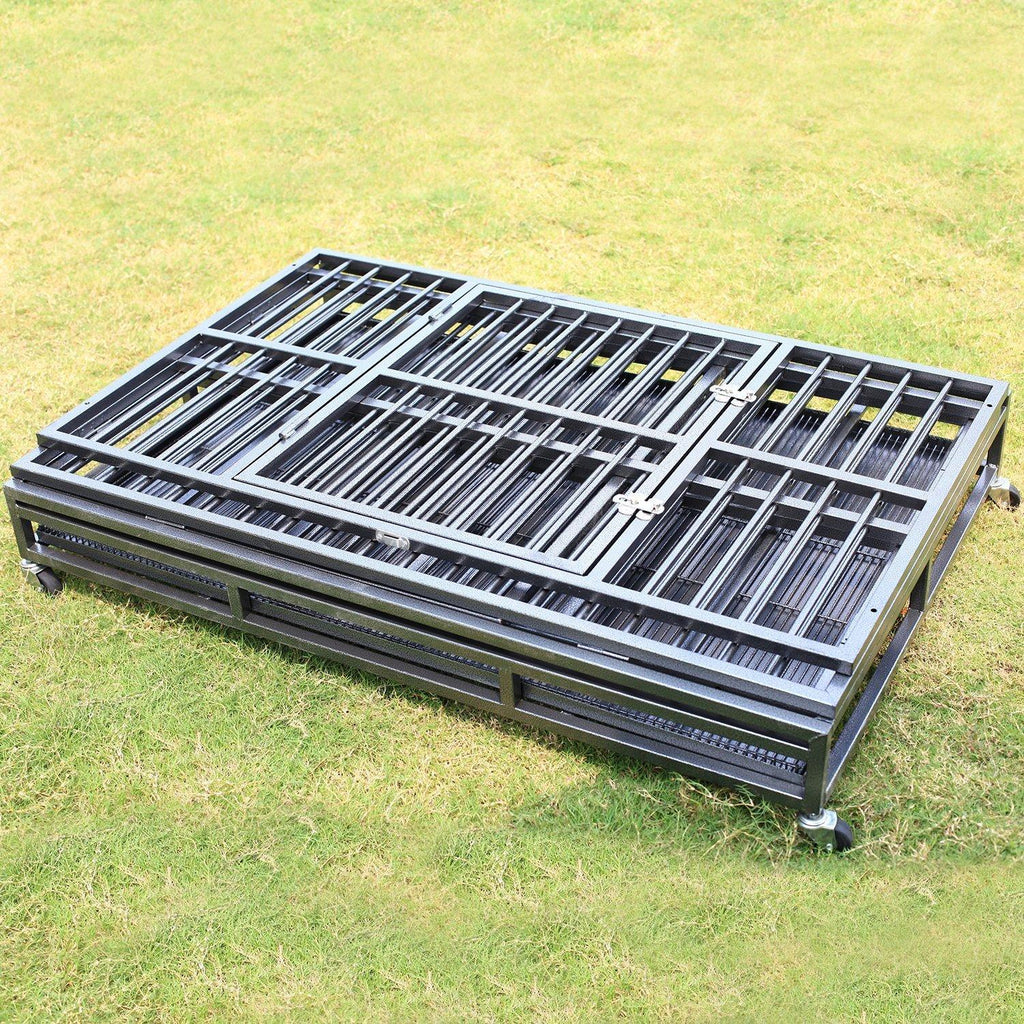ppy 37" Heavy Duty Dog Crate for LarDog - Flodable Pet Dog Kennel Strong Steel with Wheels