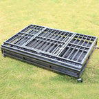 ppy 37" Heavy Duty Dog Crate for LarDog - Flodable Pet Dog Kennel Strong Steel with Wheels