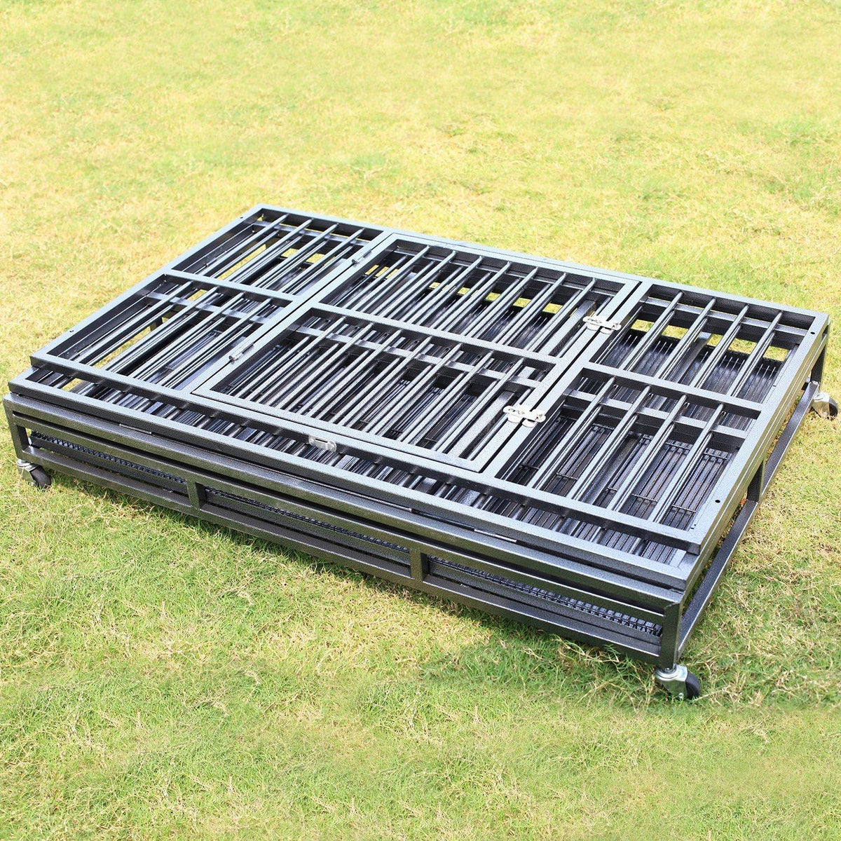 ppy 37" Heavy Duty Dog Crate for LarDog - Flodable Pet Dog Kennel Strong Steel with Wheels