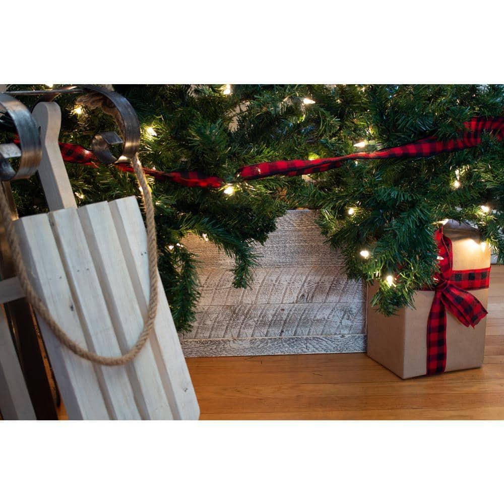 Farmhouse 22.5 in. W x 14.5 in. H, 30 in. Dia, White Wash Decorative Christmas Tree Box Collar