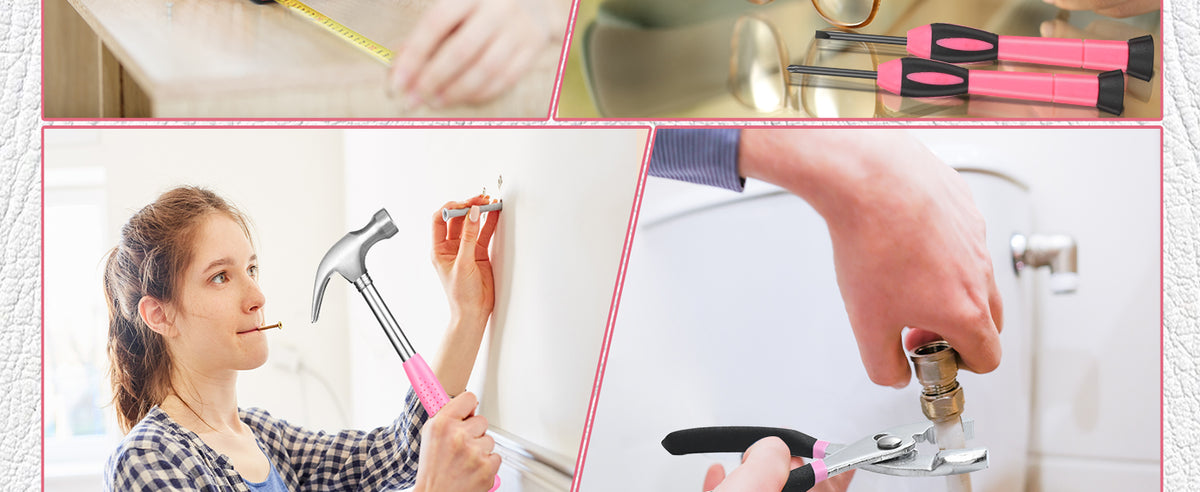 39-Piece Pink Household Tool Set for Women with StoraBox | All Purpose Hand Tool Kit, Small Tool Kit, for Home Garage, Office, ColleDorm, Daily DIY Repairs, Household Use
