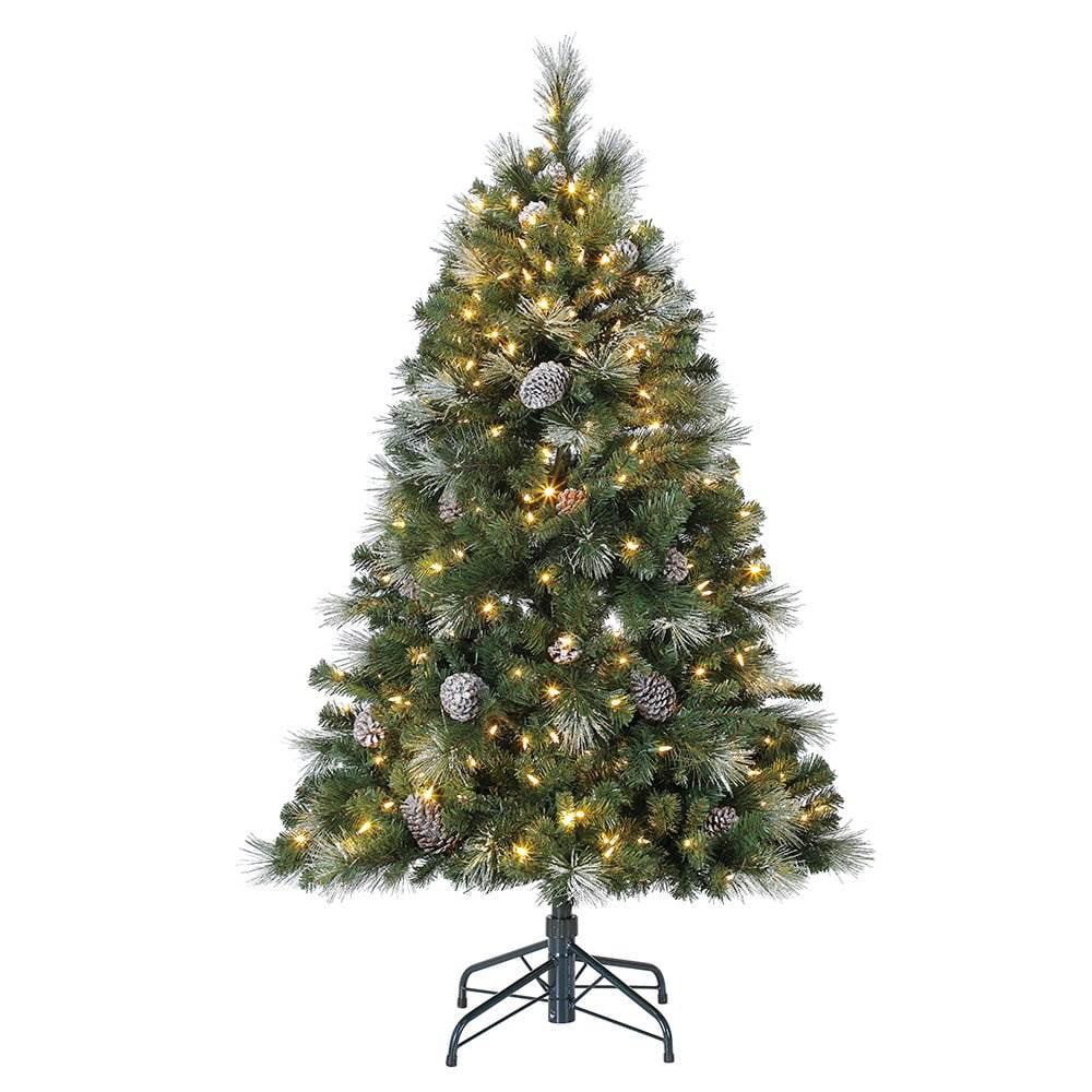 Home Heritage Lincoln 5 Foot LED Pre-Lit Christmas Tree w/ Pine Cones &amp; Glitter