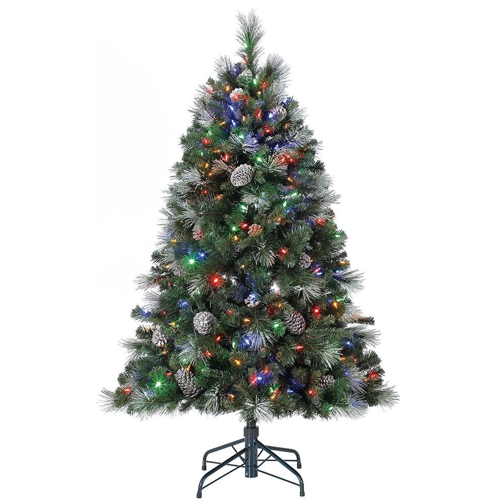 Home Heritage Lincoln 5 Foot LED Pre-Lit Christmas Tree w/ Pine Cones &amp; Glitter