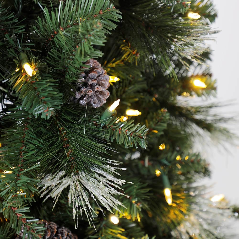 Home Heritage Lincoln 5 Foot LED Pre-Lit Christmas Tree w/ Pine Cones &amp; Glitter