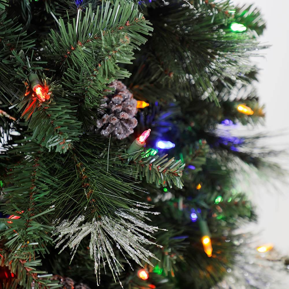 Home Heritage Lincoln 5 Foot LED Pre-Lit Christmas Tree w/ Pine Cones &amp; Glitter