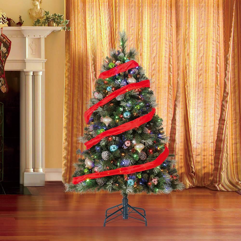 Home Heritage Lincoln 5 Foot LED Pre-Lit Christmas Tree w/ Pine Cones &amp; Glitter