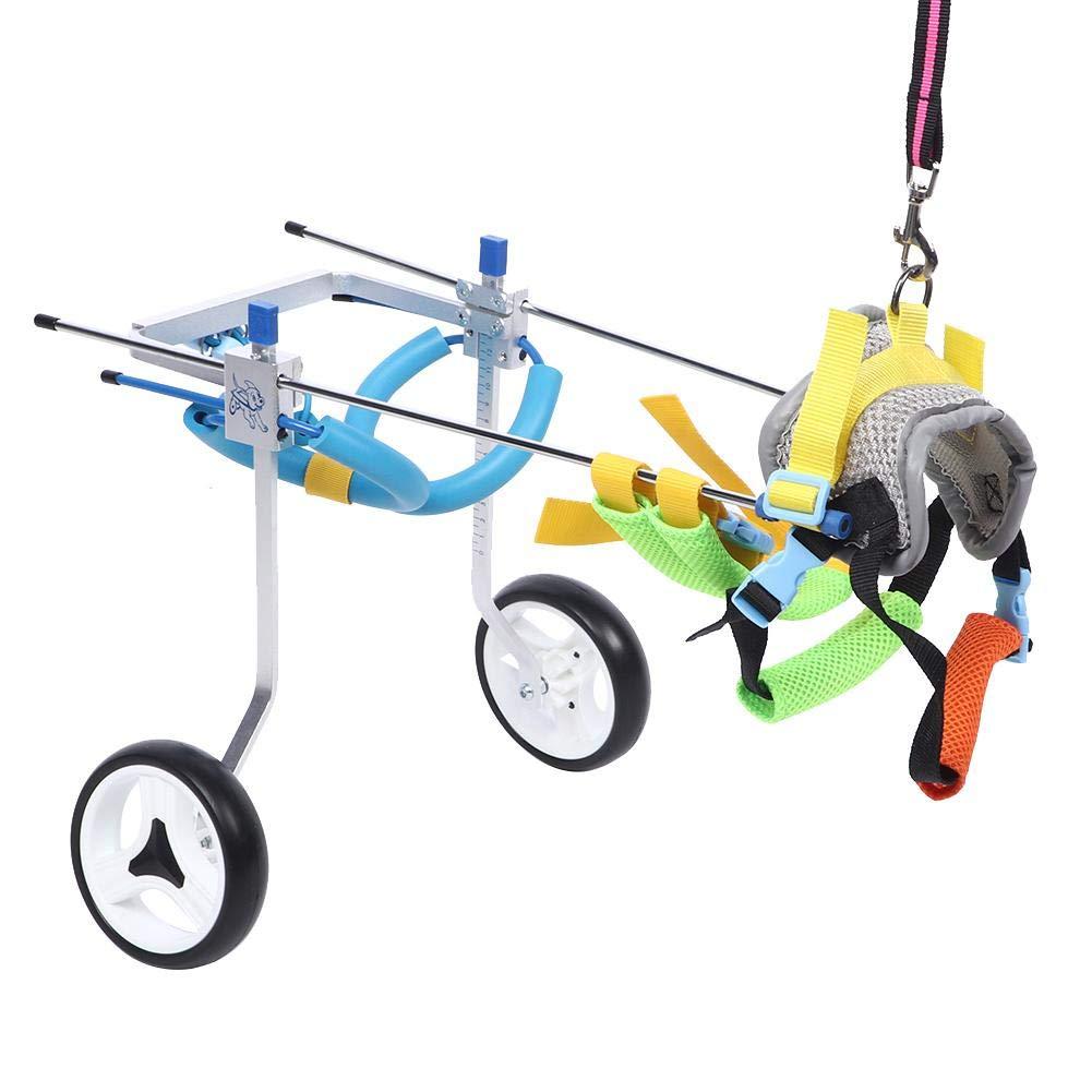 Pet Wheelchair Double Wheel Pet Assisted Walk Car Aluminium Alloy Disabled Dog Wheelchair XS Size Widen Pet Hind Leg Reha Assisted Walk Wheelchair