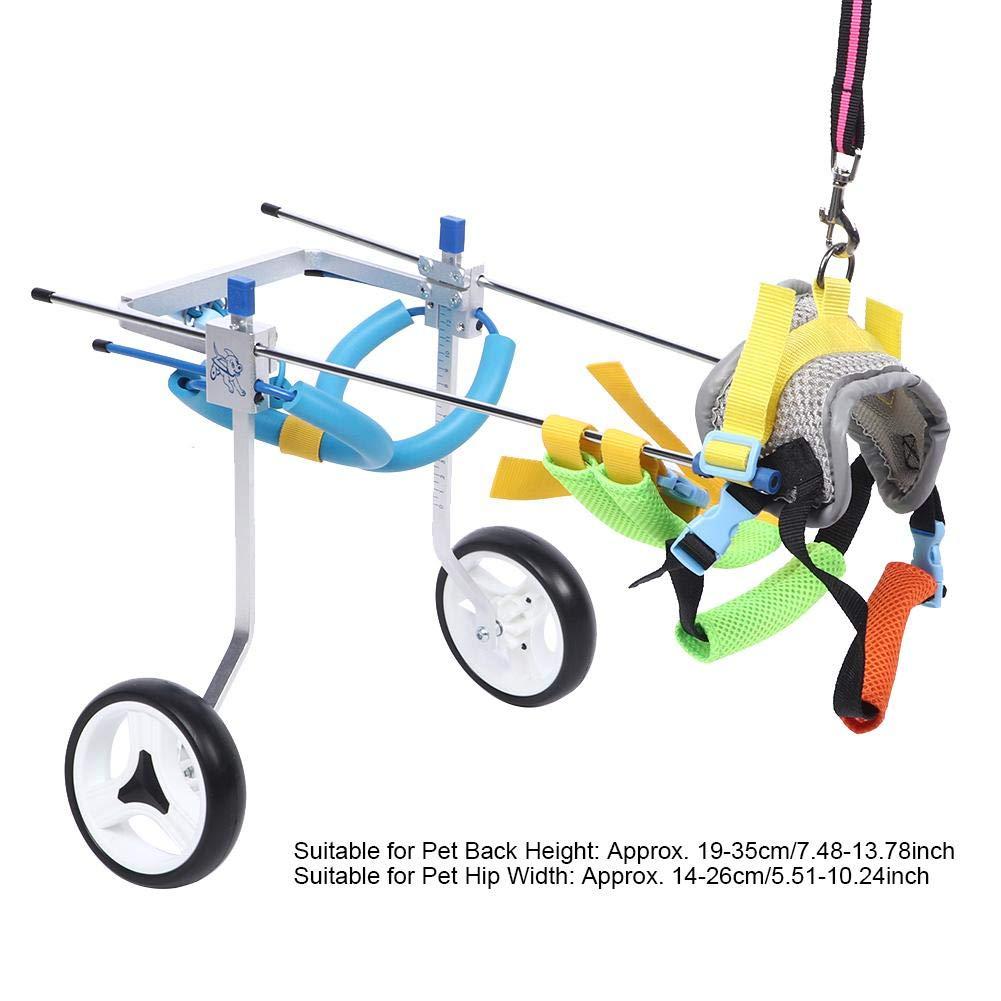 Pet Wheelchair Double Wheel Pet Assisted Walk Car Aluminium Alloy Disabled Dog Wheelchair XS Size Widen Pet Hind Leg Reha Assisted Walk Wheelchair