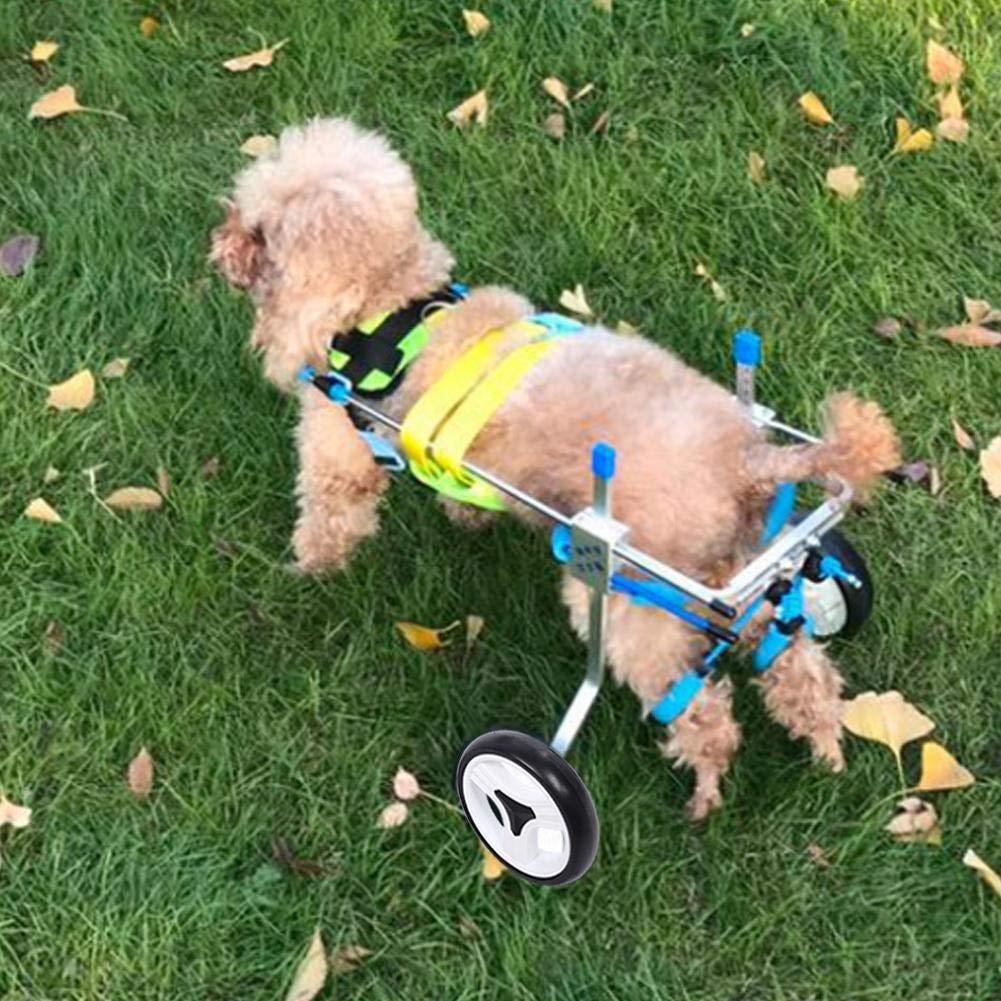 Pet Wheelchair Double Wheel Pet Assisted Walk Car Aluminium Alloy Disabled Dog Wheelchair XS Size Widen Pet Hind Leg Reha Assisted Walk Wheelchair