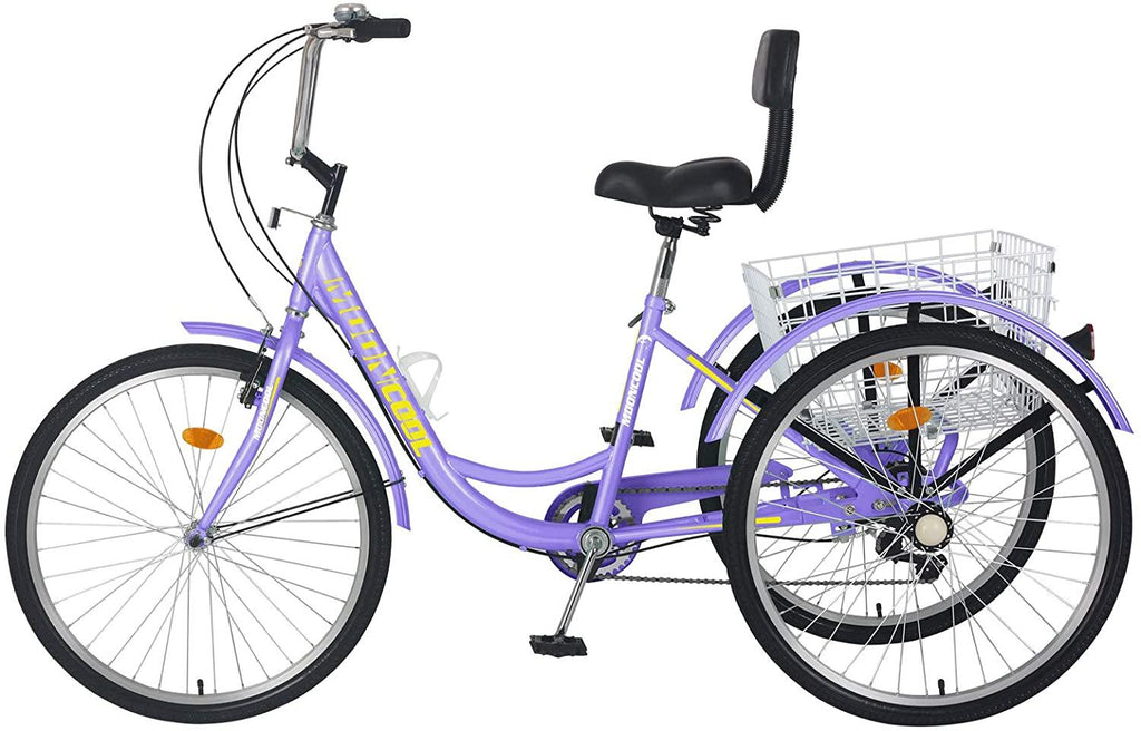Naudacaa Adult Trike Bike, Adult Tricycle 7 Speed, 20/24 / 26 inch Three Wheel Bikes for Adults,Women, Men,Seniors, Cargo Trike with Shopping Basket,Pedal Cycling Bike for Outdoor Sports Shopping