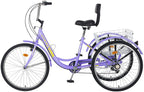 Naudacaa Adult Trike Bike, Adult Tricycle 7 Speed, 20/24 / 26 inch Three Wheel Bikes for Adults,Women, Men,Seniors, Cargo Trike with Shopping Basket,Pedal Cycling Bike for Outdoor Sports Shopping