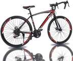 Aluminum Road Bike, Carbon Fork Road Bike 21 Speed Disc Brakes, 700c, Red Shipping from USA