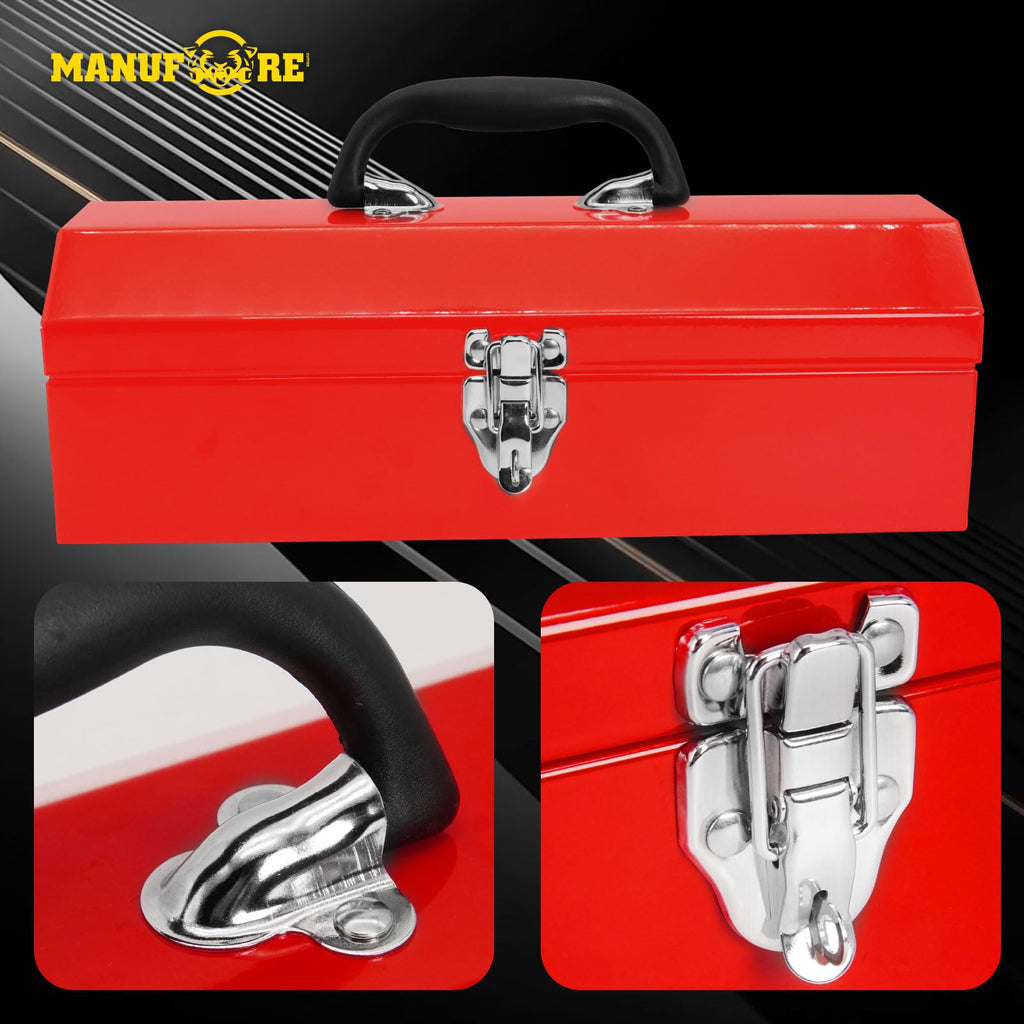 14" Metal Tool Box with Carry Handle for hold Common Tools | Easy to Carry, Nicely Finished and Sturdy Paint, Against Dents, Can hold Common Small Tools Such as Pliers, Hammers