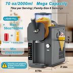 Ice Cream Maker, Slushie Machine for Home, Slushy Machine 70 oz Margarita Machine with 6 Preset Programs for Ice Cream, Milkshake, Cocktail, Frappés, 9-level Adjustable Thickness, Gray