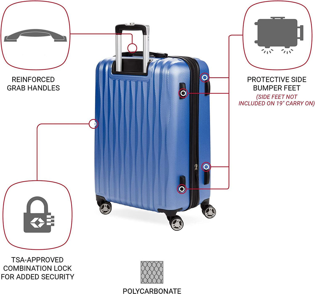 7272 Energie Expandable Hard-Sided Luggage With Spinner Wheels &amp; TSA Lock, Periwinkle Blue, 24”