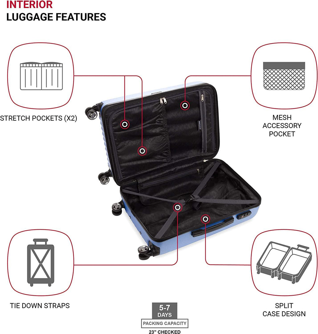 7272 Energie Expandable Hard-Sided Luggage With Spinner Wheels &amp; TSA Lock, Periwinkle Blue, 24”