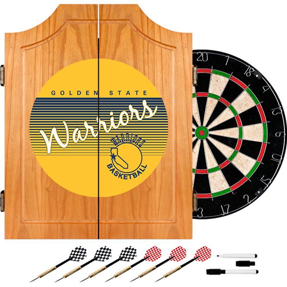 20.5 in. Golden State Warrior Hardwood Classics NBA Wood Dart Cabinet Set