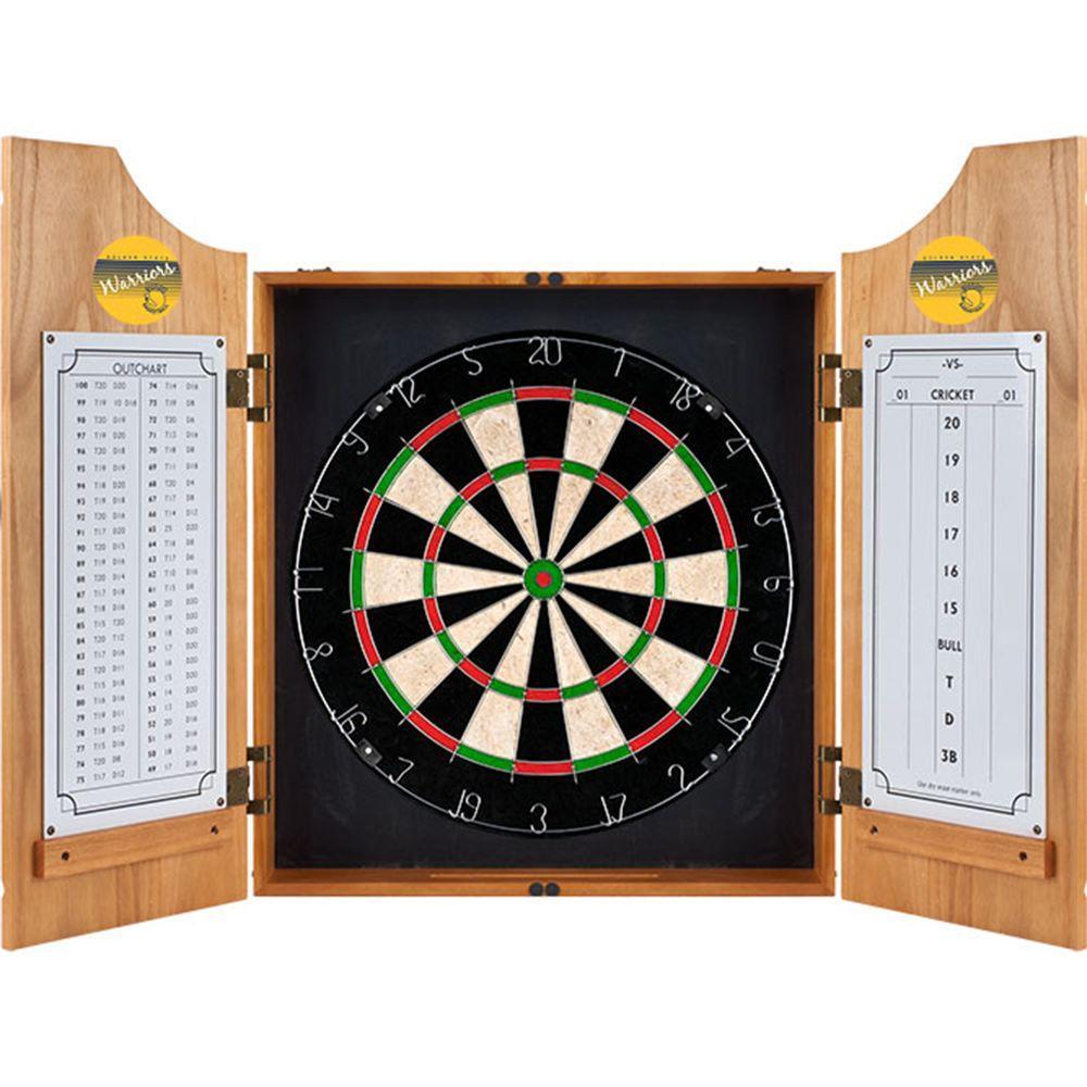 20.5 in. Golden State Warrior Hardwood Classics NBA Wood Dart Cabinet Set