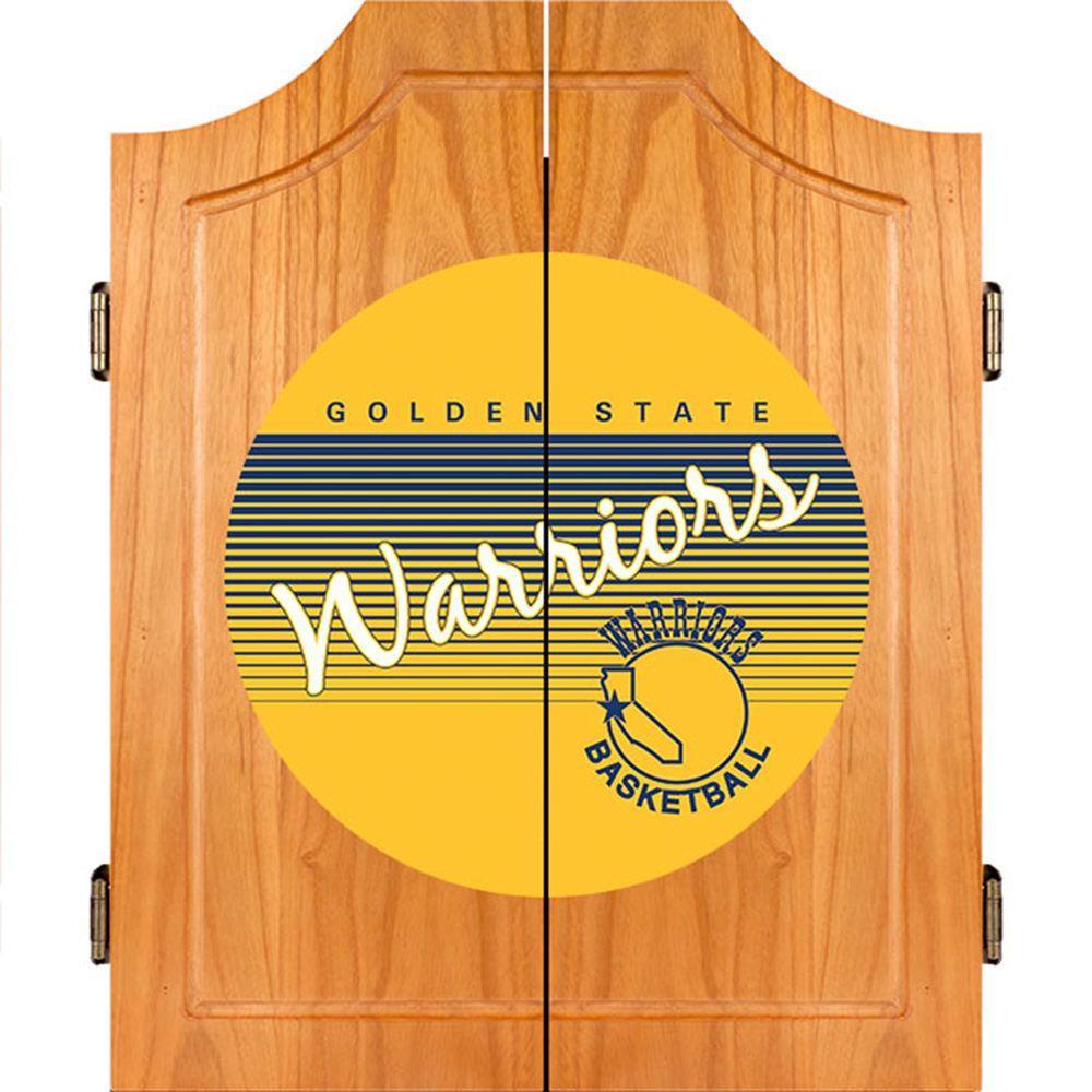 20.5 in. Golden State Warrior Hardwood Classics NBA Wood Dart Cabinet Set