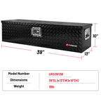 39 Inch Truck Bed Tool Box, Heavy Duty Aluminum Truck StoraOrganizer for Pickup Truck Bed RV Toolbox with Handle and Lock Black