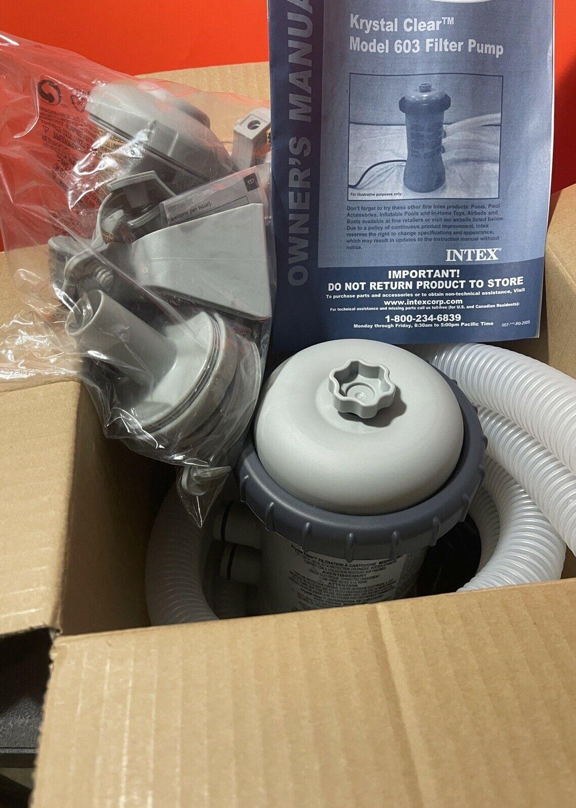 intex model 603 krystal clear pool cartridge filter pump 530 gph new open box