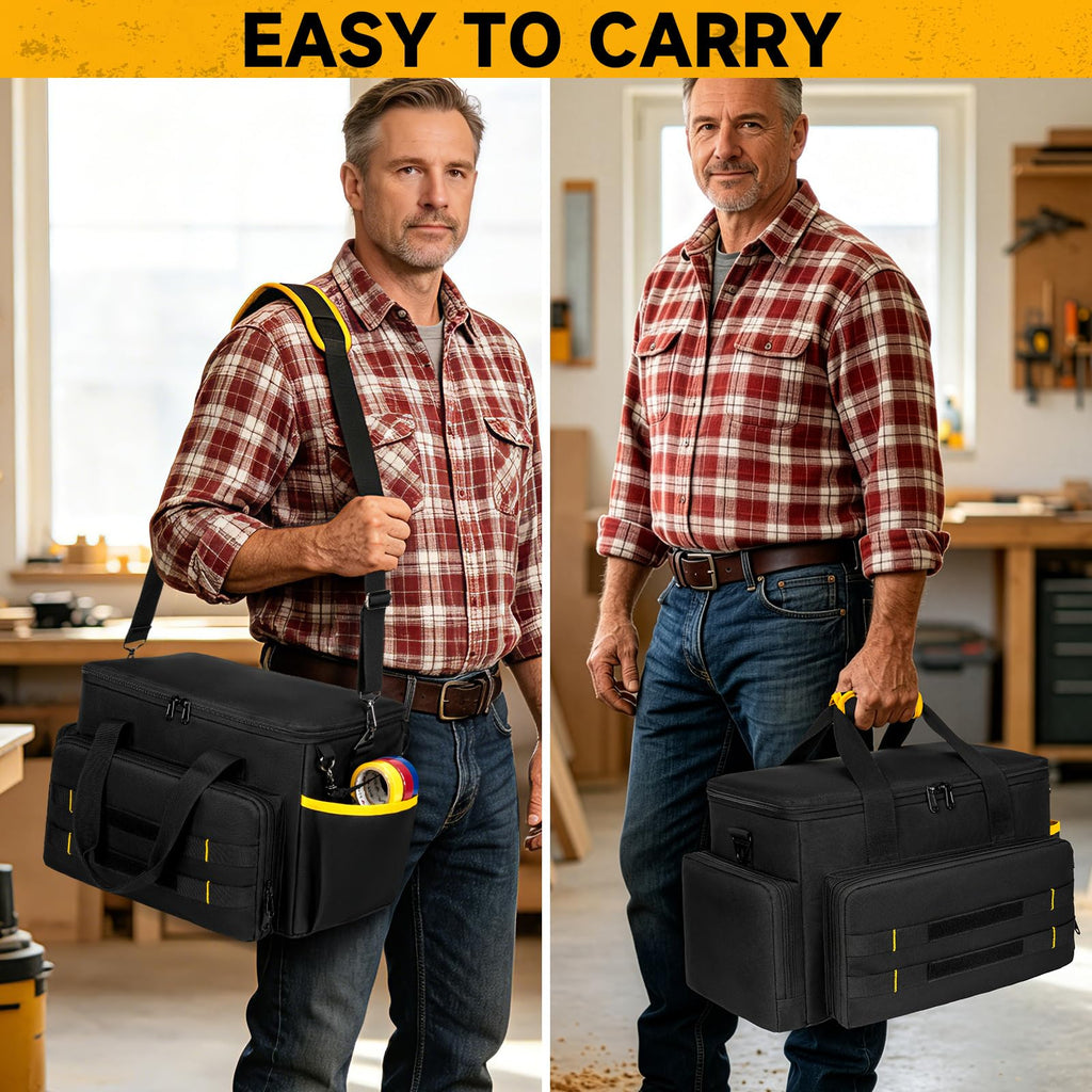 Tool Bag 15 Inch,Heavy Duty Tool Organizer,Tactical RanTool Tote,30 Pockets & Anti-Friction Bottom,Water-Resistant,Tool Box for Him Dad Men,Electrician,Carpenter,Repairman,Ideal Gift for Father
