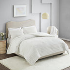 Comfort Spaces Phillips Cotton Jacquard Comforter Set, Full/Queen, Ivory