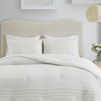 Comfort Spaces Phillips Cotton Jacquard Comforter Set, Full/Queen, Ivory