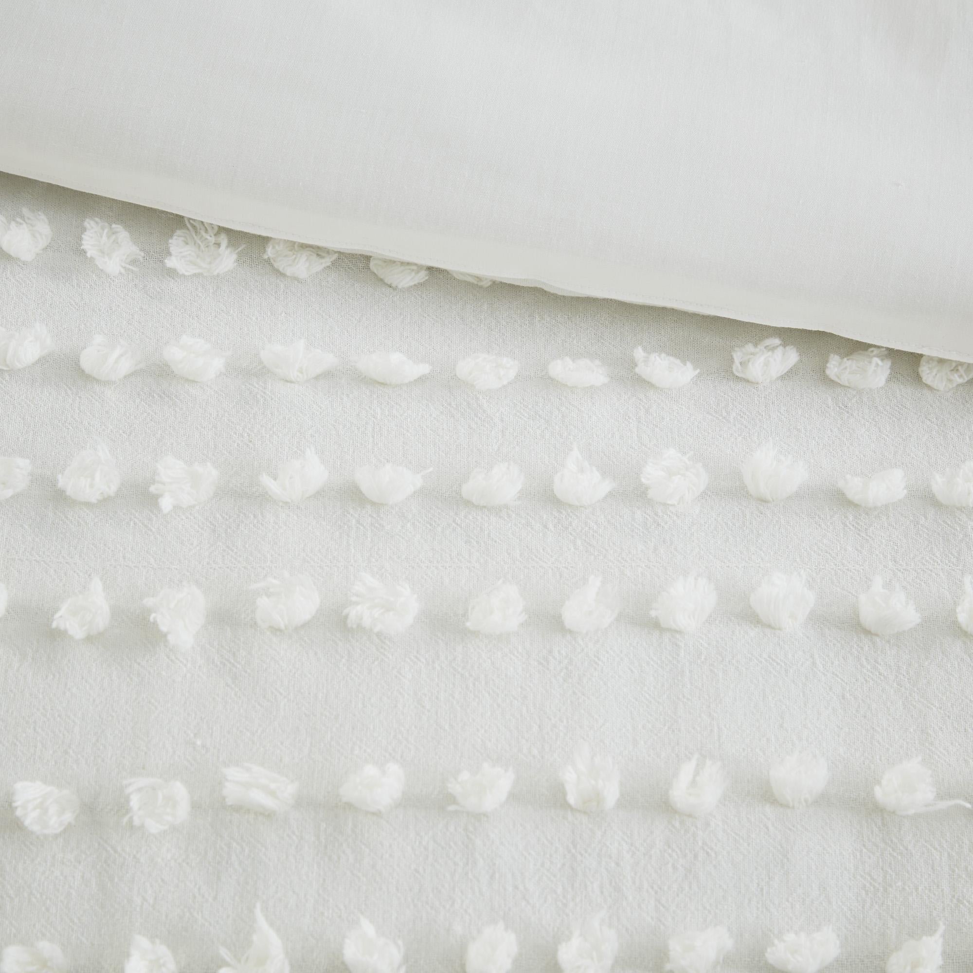 Comfort Spaces Phillips Cotton Jacquard Comforter Set, Full/Queen, Ivory