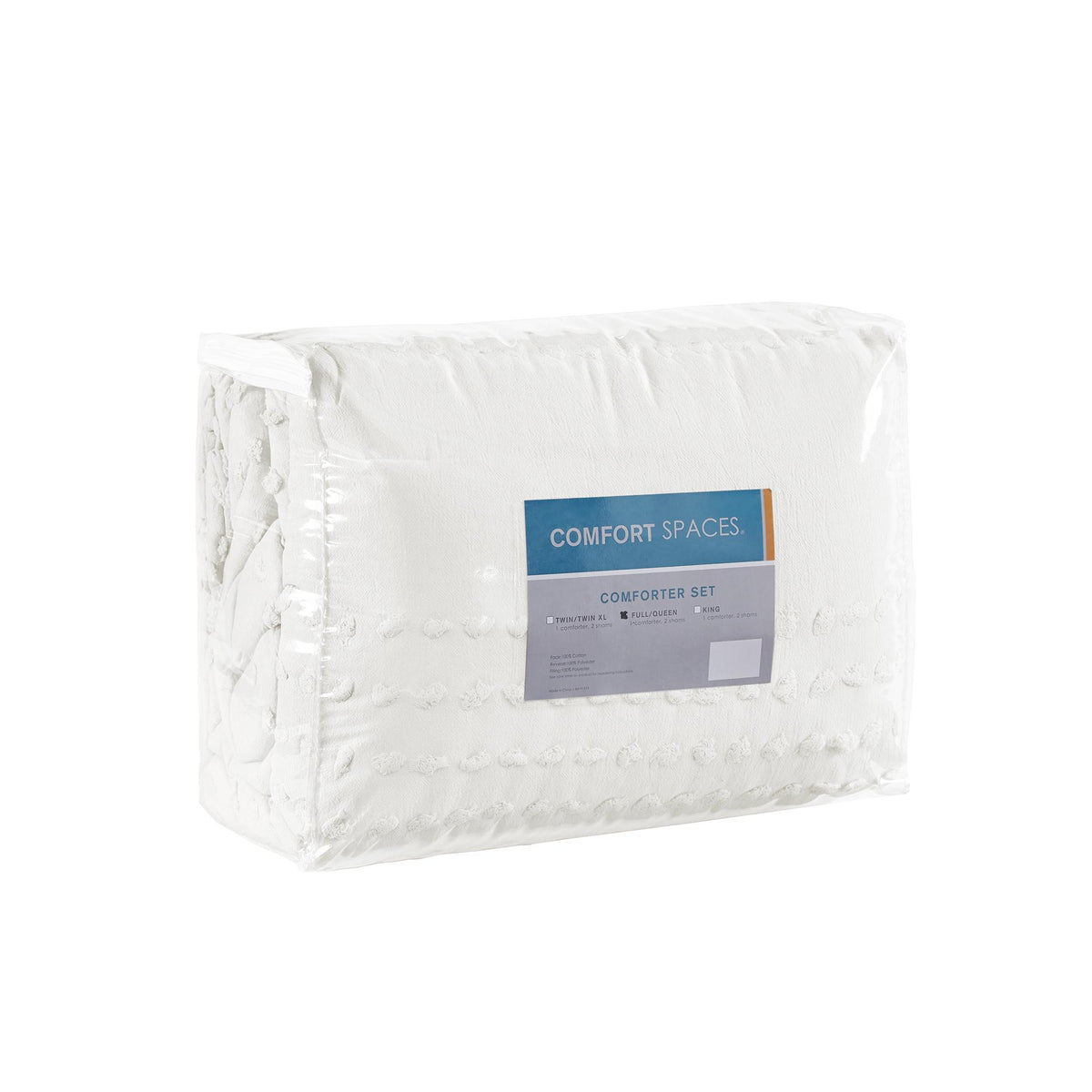 Comfort Spaces Phillips Cotton Jacquard Comforter Set, Full/Queen, Ivory