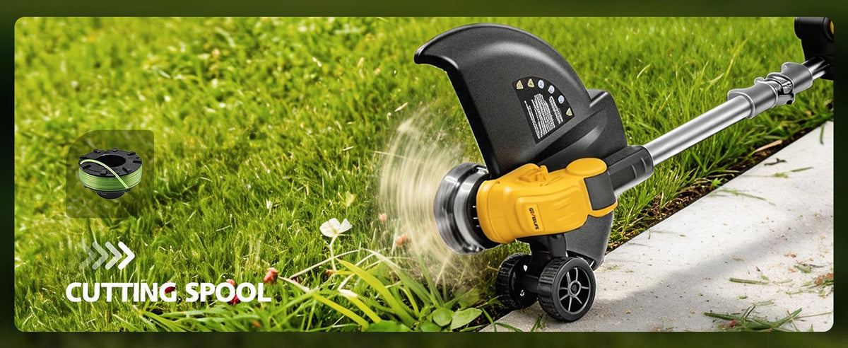 Brushless Electric Weed Wacker String Trimmer, 20V Cordless Weed Eater and Edger, 15" Cutting Width with 2 * 5.0Ah Battery Powered Brush Cutter, 4 in 1 Lawn Mower, Eco Friendly Grass Cutter