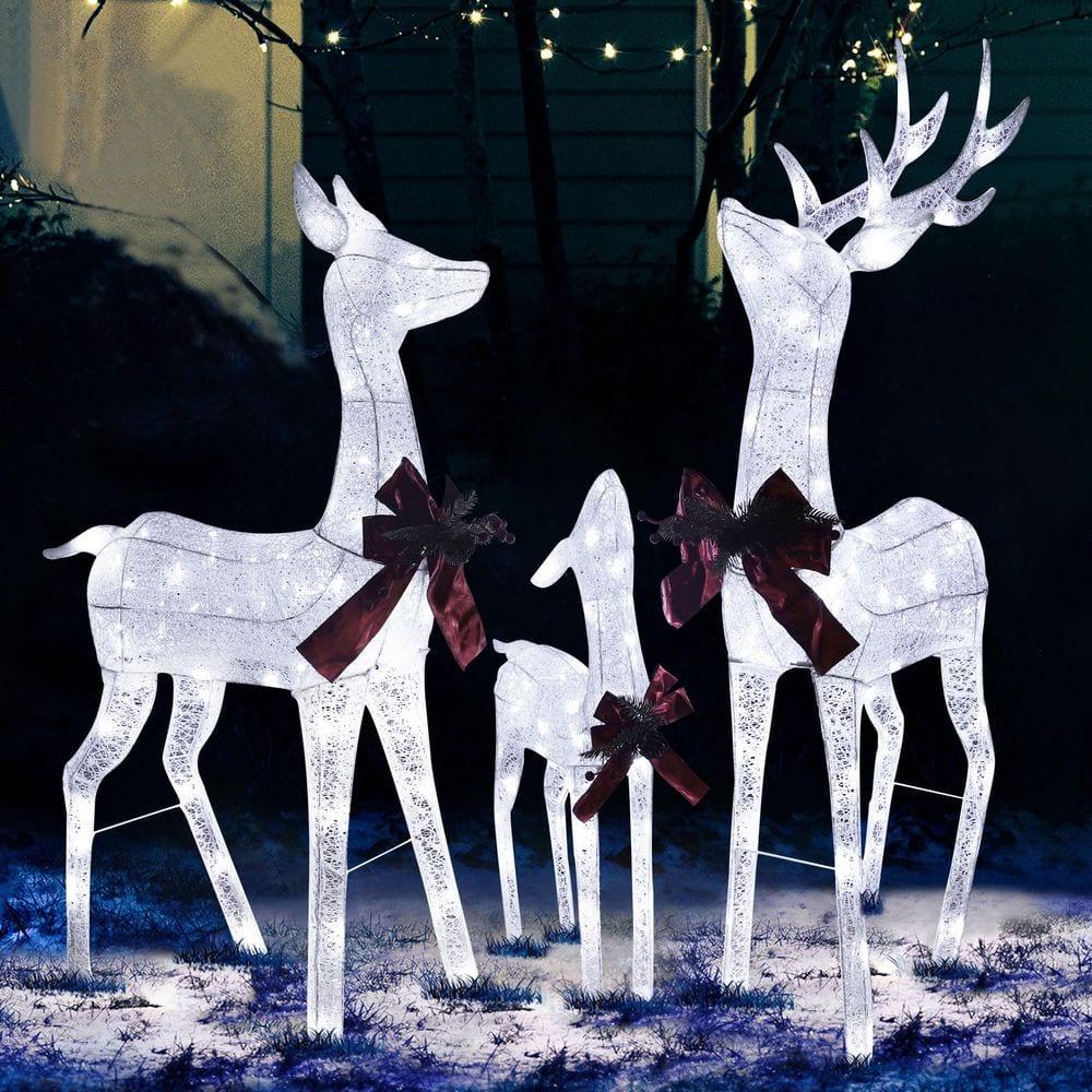4 .5 ft. Outdoor Lighted Reindeer Family Christmas Yard Decorations with LED Lights, White