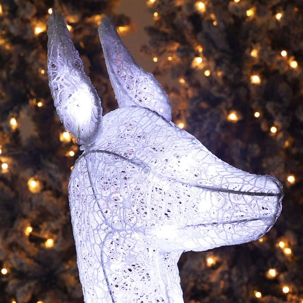 4 .5 ft. Outdoor Lighted Reindeer Family Christmas Yard Decorations with LED Lights, White