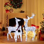 4 .5 ft. Outdoor Lighted Reindeer Family Christmas Yard Decorations with LED Lights, White