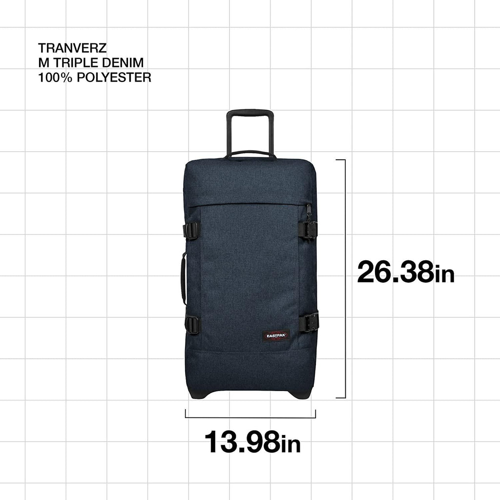 Tranverz - Suitcase with Wheels - Rolling Luggage for Travel with TSA Lock, 2 Wheels, 2 Compartments, and Compression Straps - M, Triple Denim