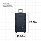 Tranverz - Suitcase with Wheels - Rolling Luggage for Travel with TSA Lock, 2 Wheels, 2 Compartments, and Compression Straps - M, Triple Denim